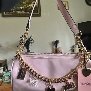 Juicy Couture Light Pink Shoulder Bag with Gold Chain